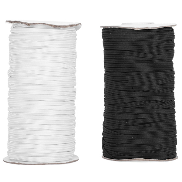 Elastisk bånd flad syning reb snor streng DIY ærme maske fremstilling høj elastisk 100 yard rulle (sort hvid)