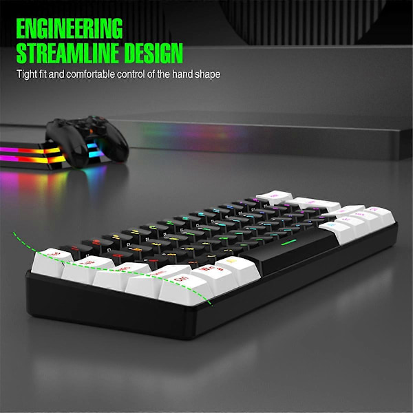 USB-johdollinen 61 näppäimen RGB-taustavalaistu tietokone-/MAC-näppäimistö, valkoinen