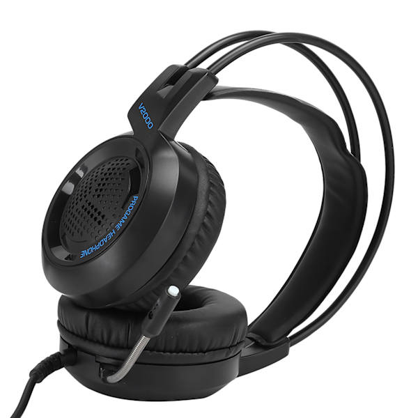 V2000 Gaming Headset Brusreducerande Mikrofon Hörlurar 3,5 mm Kontakt Hörlurar med LED-ljus för PC/Switch