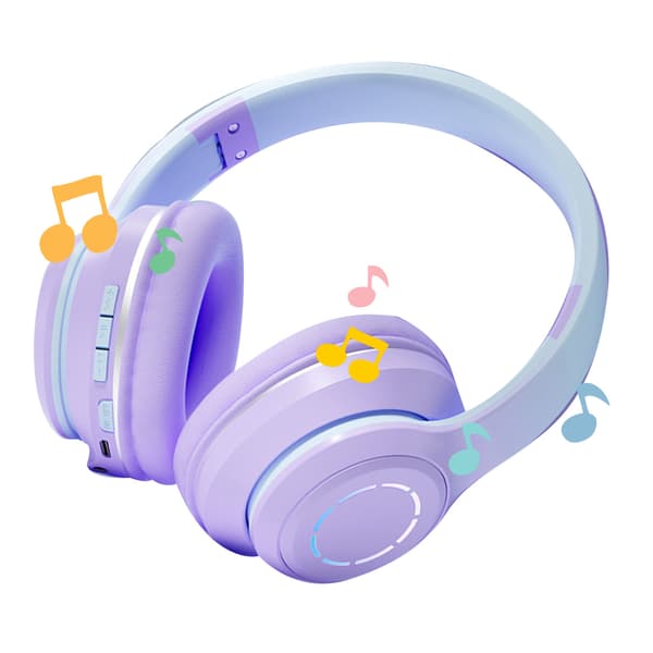 Trådlöst Spelheadset Gradient BT5.2 Anslutning Mjuka Öronkuddar Färgglada Ljus Spelheadset för Dator Bärbar Dator Lila