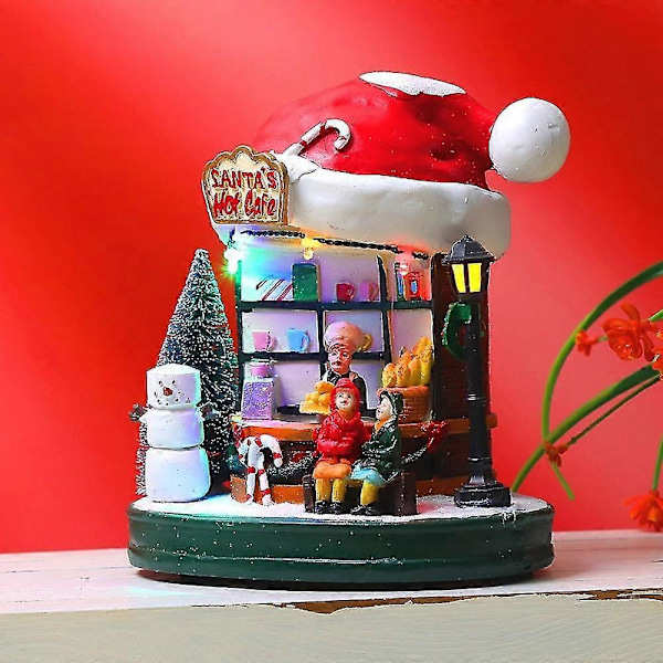 Resin Julekrybbe Landsbyhus By Med LED-lys