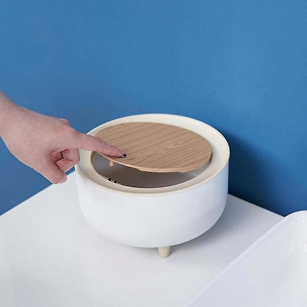 Mini Skrivebords Søppelbøtte - Hvit, 0,5 Gallon: Kompakt og Praktisk for Skrivebord, Kontor og Kaffebar