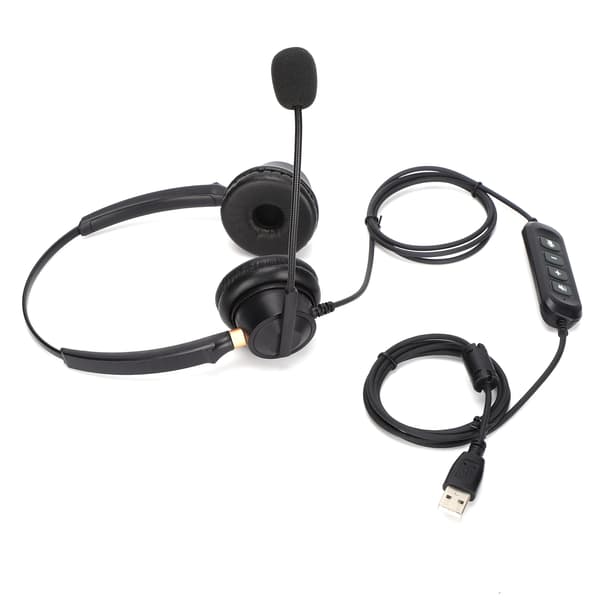 Telefonheadset Binaural kontortelefonheadset med mikrofon og lydkontrol