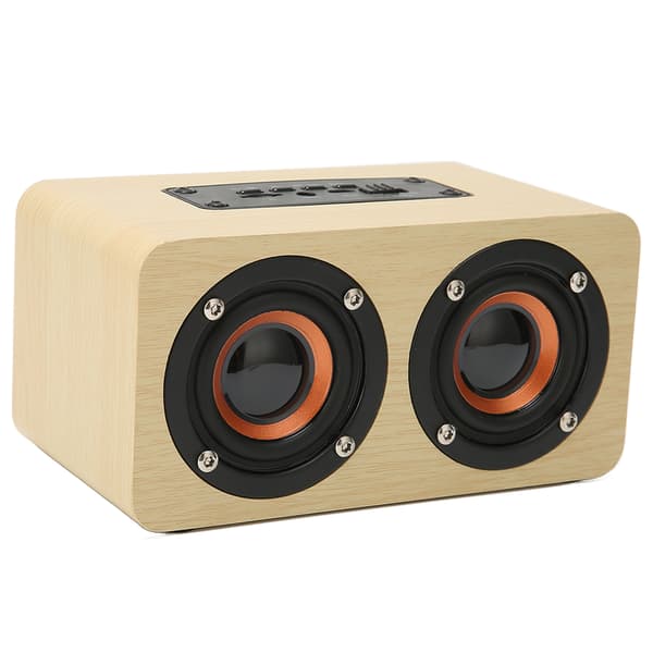 Retro Bluetooth-högtalare Inbyggd mikrofon Bärbar trådlös högtalare Stöder minneskort USB AUX MP3 Gul träkorn