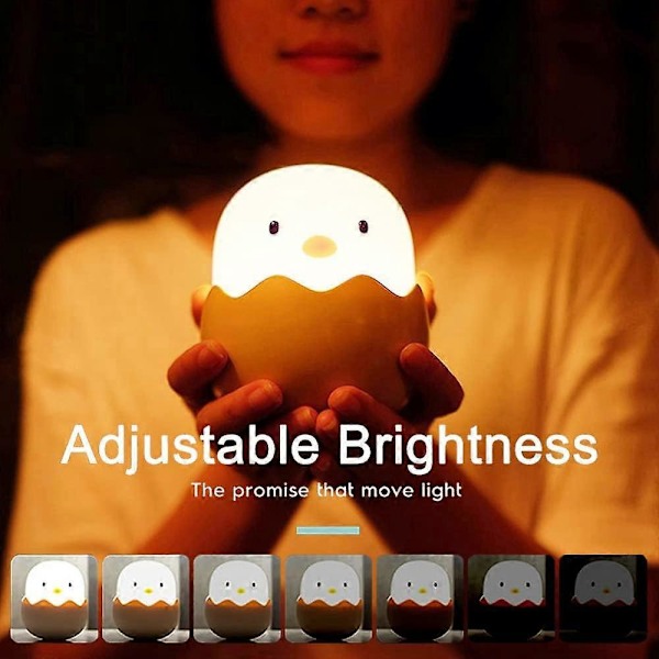 LED Børnenatlampe, Genopladelig USB Baby Natlampe Touch Silikone Børne Kylling Natlampe
