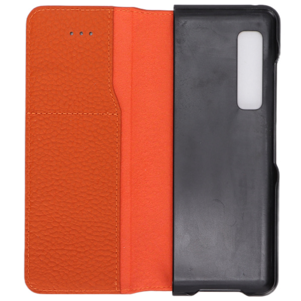 Skyddande läderfodral Elegant 360° skydd Klassiskt Litchi-textur läderfodral för SamsungOrange