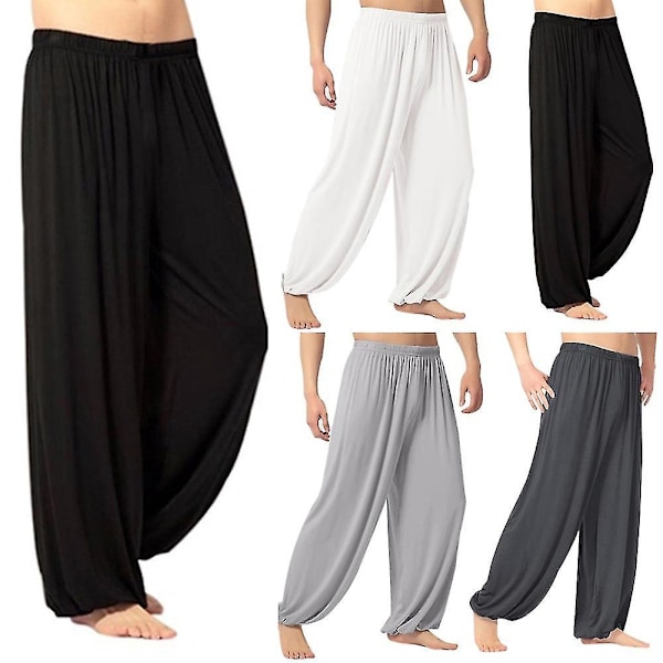Låga Mörka Grå Harem Yoga Dansbyxor för Män