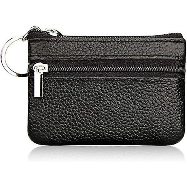 Mini læder pung pung med nøglering til kvinder