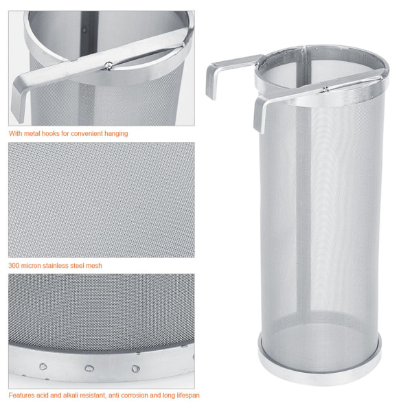 300 mikron rustfrit stål hjemmelavet Brew Beer Hop Mesh Filtersi #1 10 x 25,5 cm