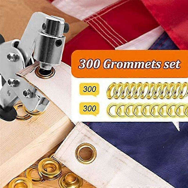 Øjetang kompatibel med presenninger, Øjetangsæt med 300 øjer (diameter 10 mm), Øjetang 10 mm fo