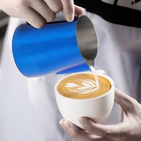 600 ml rustfrit stål titaniseret kaffekande mælkeskummerkande til Latte Art Blå