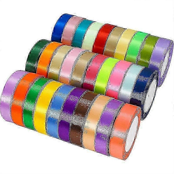 20mm för presentinslagning, 22,86M Dubbelsidigt Satin Polyesterband Ballong-Mörkblå rosa