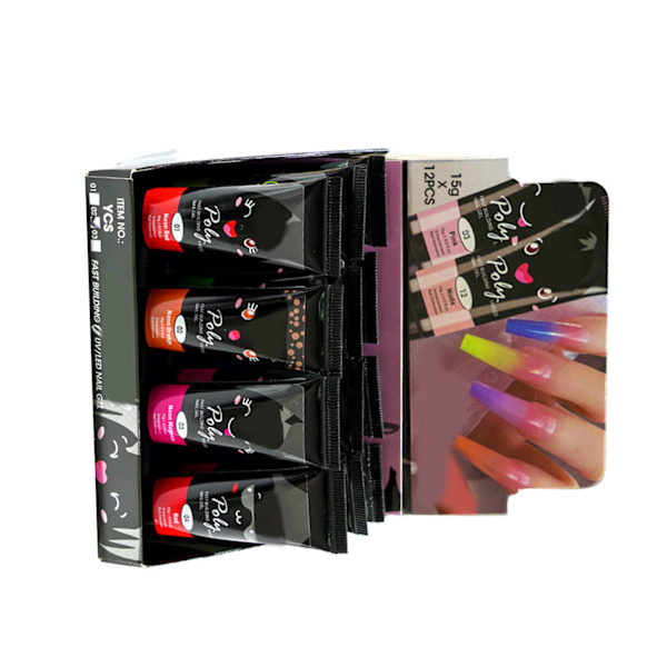 12 st 15 ml nagelförlängningsgel, smärtfri, luktfri, säker UV-nagelkonstgel för nagelsalonger