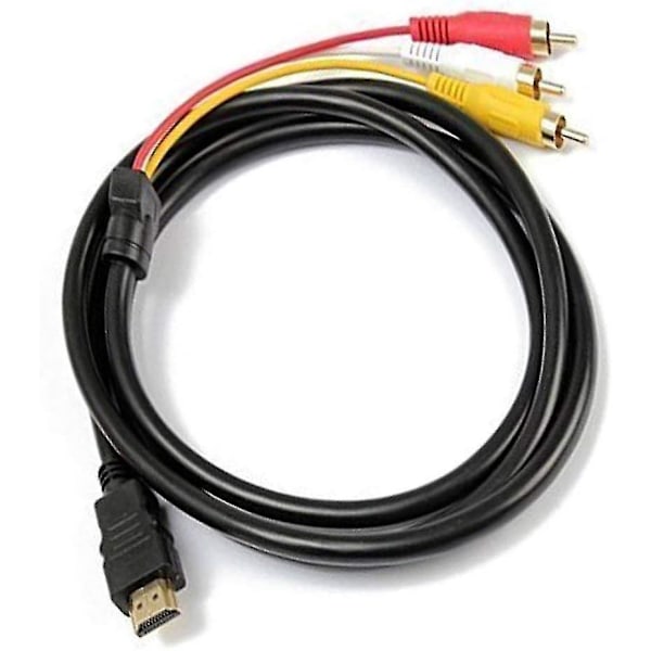 HDMI till RCA-kabel 1,5m HDMI Hane till 3-RCA Video Audio AV Komponent Konverter Adapter Kabel för HDTV (Svart)-B11