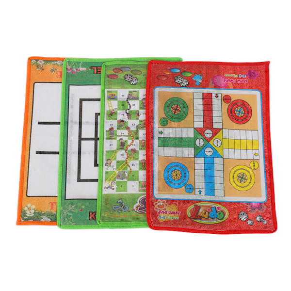 Snake and Ladder Kids Nio Män Morris Portable Flygande Schack Ludobräde för familjespel 4 i 1 set