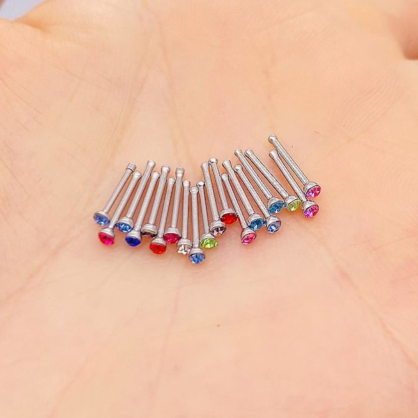 60 stk. 20G Næsepiercinger Næsering Hoop Rustfrit Stål Næsepiercinger til Mænd Kvinder, 6 typer og 10 stk. af hver type