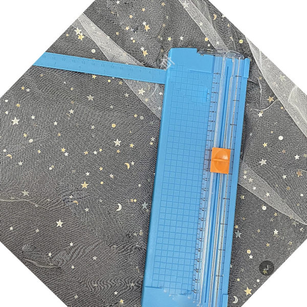 Papperskärare Liten Mini Fällbar Genomskinlig Skala Gratfri Kolstål Skärning Scrapbook Papper Trimmer Blå