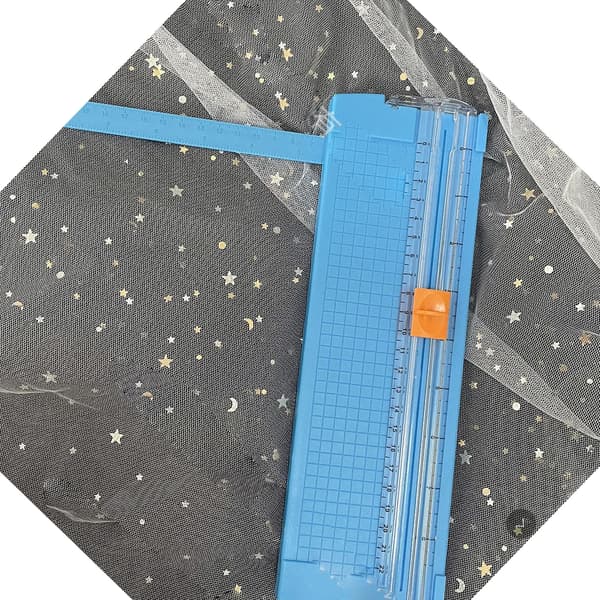 Pappersskärare Liten Mini Fällbar Tydlig Skala Gradfri Kolstål Skärning Scrapbook Papperstrimmer Blå