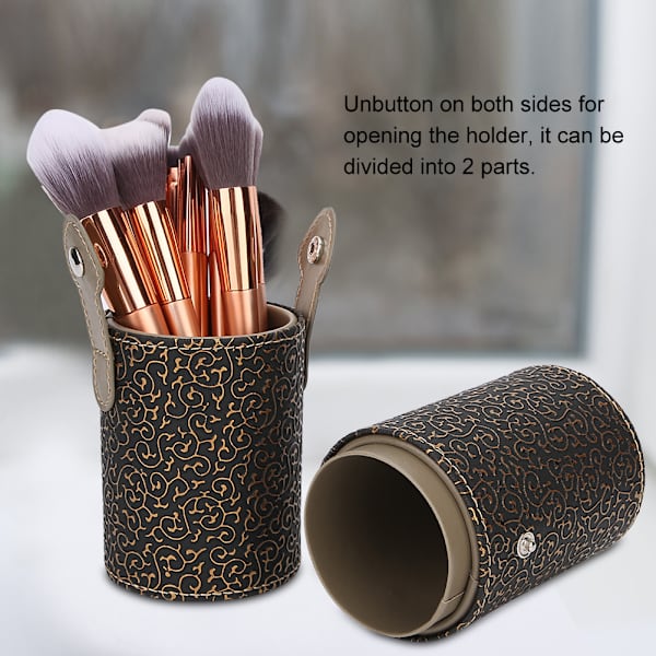 Bærbar PU læder makeup børste kop rørholder rejse kosmetik container værktøj Bronze