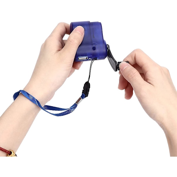 Mini Handvev, USB-radio Ficklampa Mobiltelefon Laddare Bärbar Manuell Nödströmsgenerator Laddare för Utomhusresor (Blå)