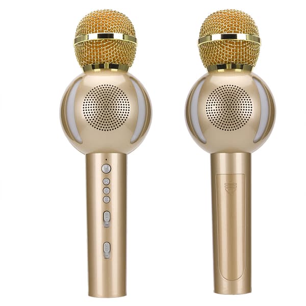 Multifunktionel Bluetooth trådløs mikrofon til telefon til karaoke (gylden)