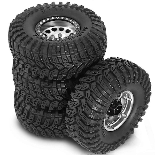 Hjuldekk for FCX10 Axial SCX10 Pro SCX10 UTB18 TRX4 Sølv