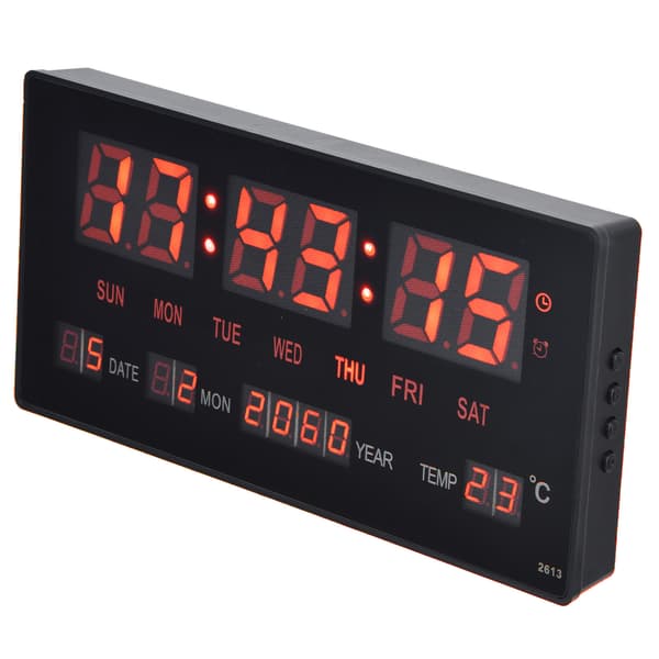 LED Digital Väggklocka Enkel Digital Väggkalender LED Bordsklocka för Sovrum Sängbord Kontor 100‑240VEU-kontakt