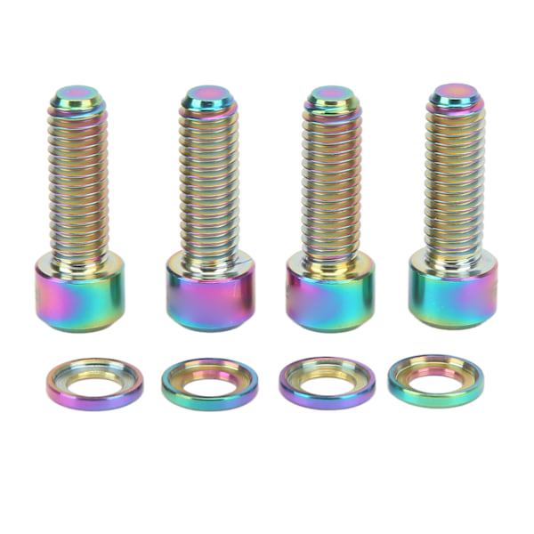 4 Sets Disk Brake Screw Washers Set M6 18mm Firm Connection Rustproof Light Ti Alloy Disk Brake Fixing Screw Set Colorful