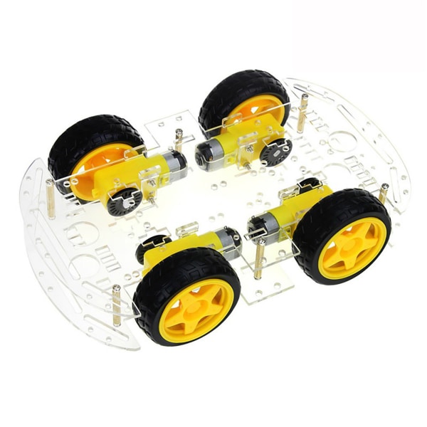 Smart Robotbil Kit Akryl Dubbel 4WD DIY Smart Robotbil Chassi Kit för Hantverk