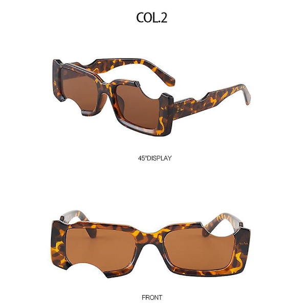 Irregulære Små Rektangel Solbriller Kvinder Retro Punk Solbriller UV Beskyttelse (leopard print)