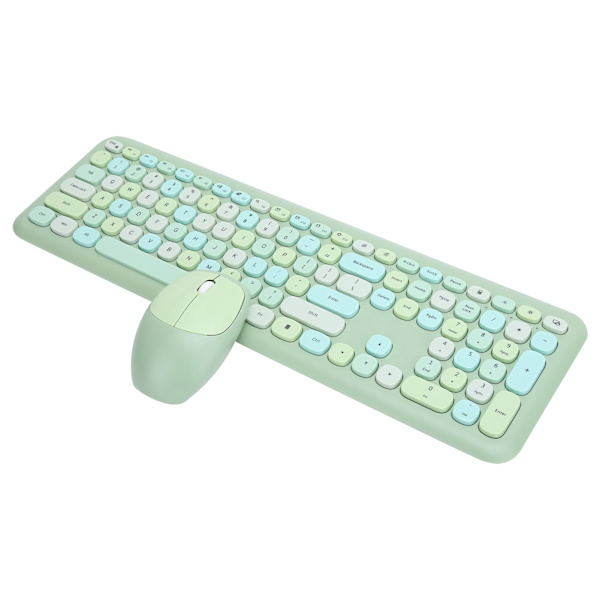 Trådløst tastatur musekombinationer 110 taster 2,4GHz chip til kontorhusholdningscomputertilbehør Grøn blandet farve