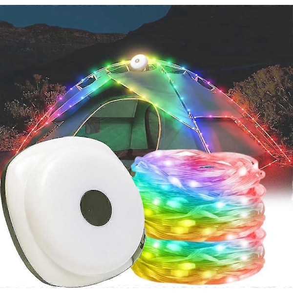 Campinglampe, 2-i-1 USB Fe Lys Camping 10 M, Fe Lys Camping Markise, IP67 Vandtæt Bærbar Campinglampe FarvetLys