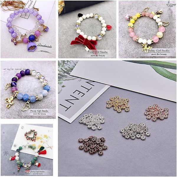 200 Blomsterlegering distanspärlor för smycketillverkning Halsband Armband 4 mm