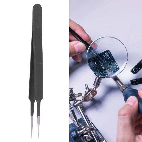 Antistatisk pincet i rustfrit stål med spids spids - perfekt til vedligeholdelse og reparation (1 stk)