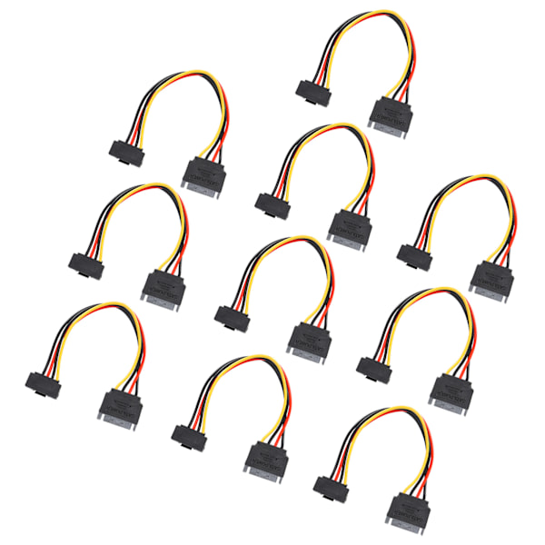 10 st SATA-strömkabel 15-stiftshane till hon-SSD HDD vinkel förlängningskabel med fjäder för dataöverföring