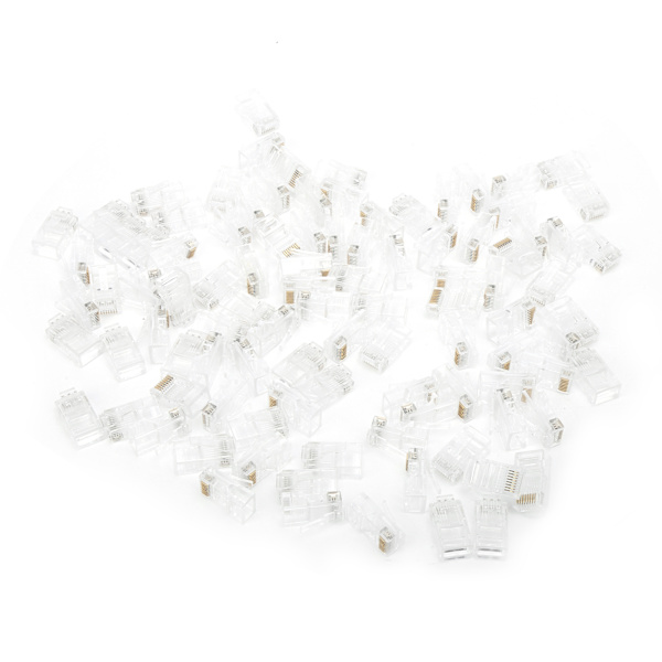 100 kpl RJ45 Cat5E modulaariset suojaamattomat kullatut verkkokaapeliliittimet tietokoneisiin televisioihin