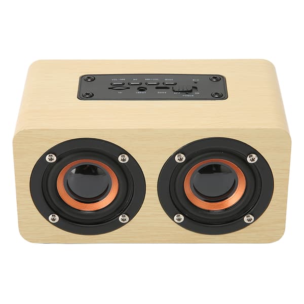 Retro Bluetooth-högtalare Inbyggd mikrofon Bärbar trådlös högtalare Stöder minneskort USB AUX MP3 Gul träkorn