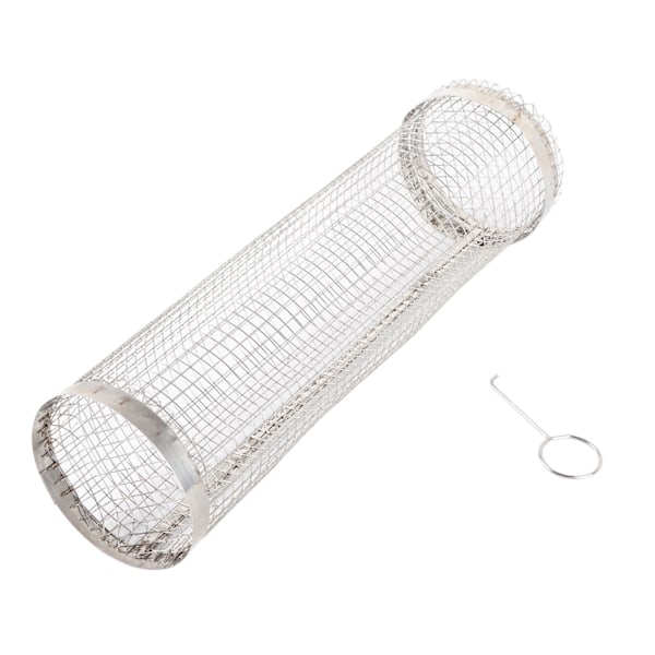 Roterende grillkurv i rustfritt stål, universell roterende sprøkurv med krok for BBQ pommes frites 30 cm/11,8 tommer