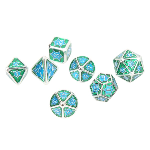 7PCS Polyhedral Number Dice Set Lätt att läsa Bra balans Aluminiumlegering för bordsbrädspel