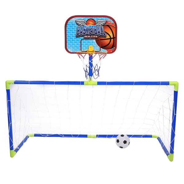 Indendørs Udendørs Mini Basketball Fodbold System Bagplade Fodboldmål Bolde Sæt Børnelegetøj