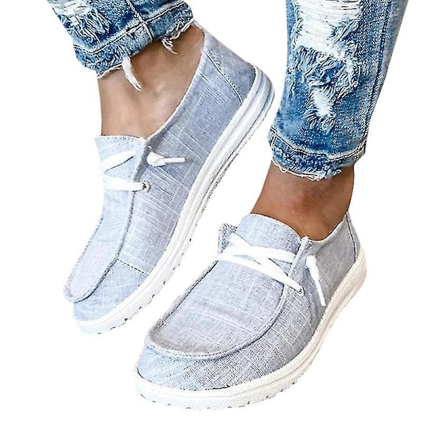 Grey Slip-On Women's Boat Shoes Loafers flats