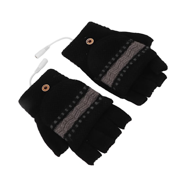 Halvfinger oppvarmede hansker dobbeltsidig oppvarming varm full finger og halv fingerløs USB oppvarming hansker for skriving spill svart