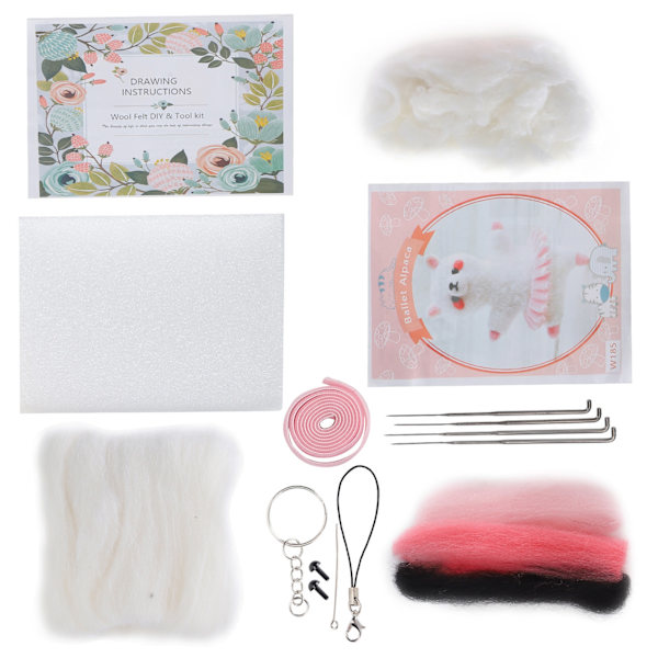 Nålfiltningskit Ull Kemisk Fiber DIY Djur Handgjord Leksak Konst Hantverk för Nybörjare(185# Balett Alpacka )