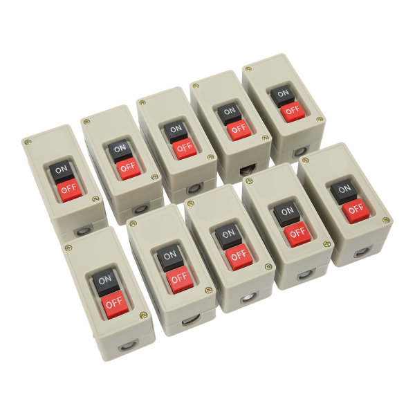 10 stk 3-faset motorafbryder 2 positioner selvnulstilling Power Press Button Switch til distributionsbokse 380V 30A