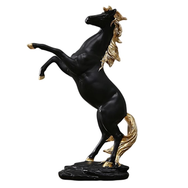 Heste Statue Figurer Fengshui Samlerobjekt til Indretning Skrivebordsindretning sort