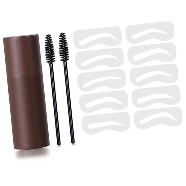 Ögonbrynsstämpelkit 10 Stenciler 2 Borstar Vattentät Svettresistent Hållbar Ögonbrynsmakeup Pulver Brun