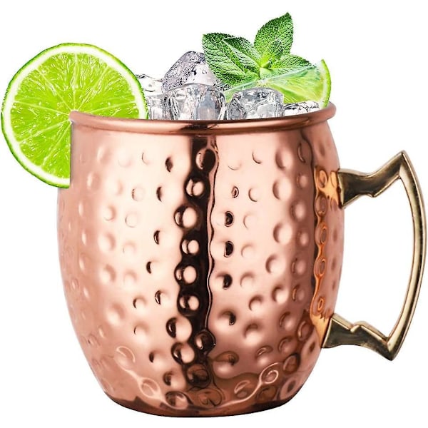 Kobber Moscow Mule Kandekop Sæt - 2 Pak (18 Oz.) - Rustfrit Stål Indvendigt med Håndledsstøtte