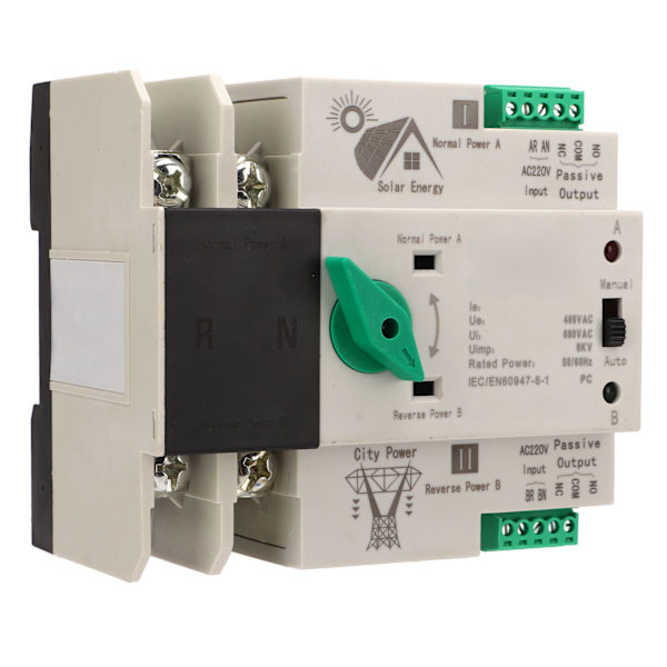 Kaksoistehoinen automaattinen siirtokytkin 2P millisekunnin piirin nopea ohjain PV-tyyppi AC220V 80A