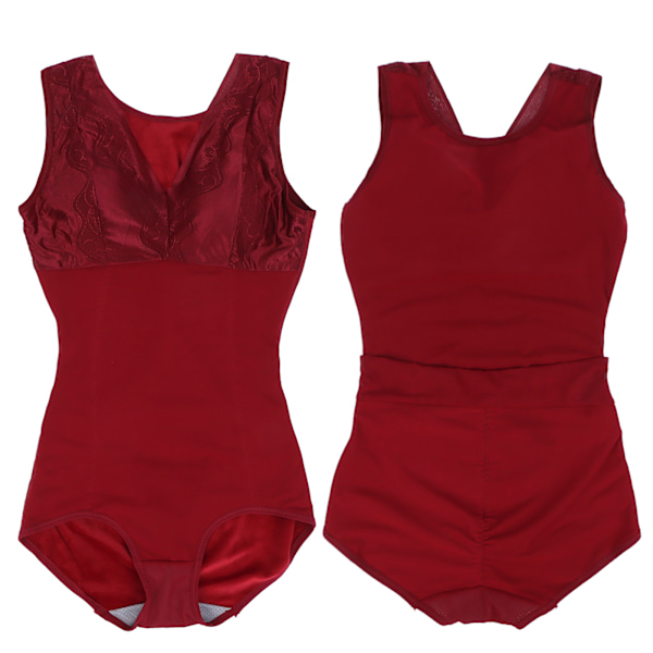 Kvinnor Tjock Mjuk Hudvänlig Andas Varm Håller Magen Midja Åtstramande Kroppsformare (Jujube Red)XL