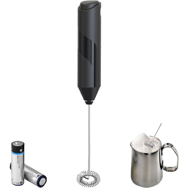 Elektrisk mælkeskummer, mini - omrører med 14000 rpm motor, drikkevareomrører med rustfrit stål omrører, 2 - AA batteri (uden batteri), til kaffe